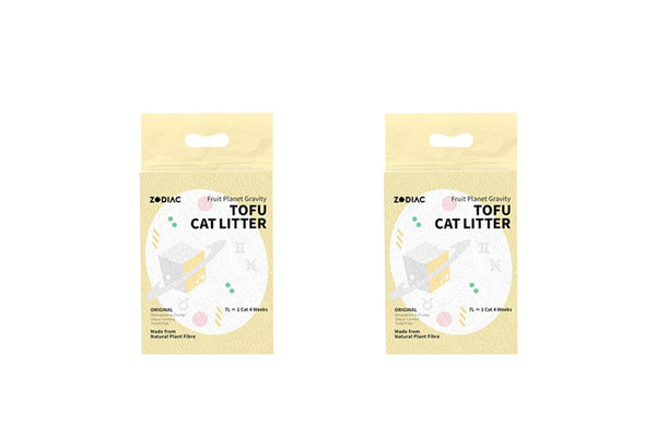 2x Zodiac 7L 2.5kg Fruity Tofu Soy Pulp Pet Cat Litter Absorbent Clump Original