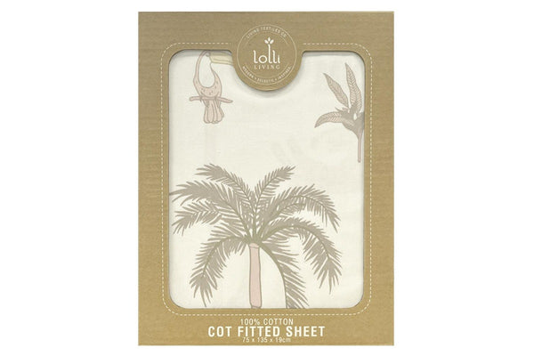 Lolli LivingBaby Infant Fitted Cot Sheet 100% Cotton Tropical Mia 75x135x19cm