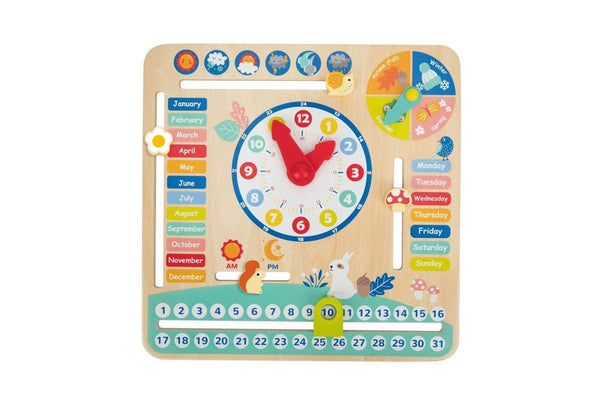 Tooky Toy My Forest Friend Kids Wooden Calendar With Adjustable Tabs 3Y+