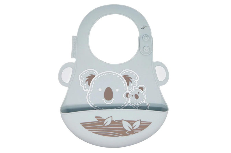 Marcus & Marcus Limited Edition Baby Bib Koala Soft Silicone w Catcher 6m+ Grey