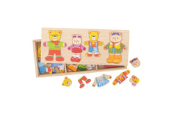 72pc Bigjigs Toys 33cm Dress Up Bear Family Kids Interactive Wooden Toy 3y+