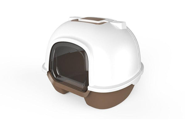 YES4PETS Cat Toilet Litter Box Portable Hooded Tray House with Handle and Scoop Brown