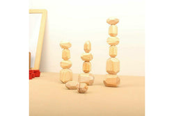 Costcom 20Pcs Toy Creative Wooden Stacking Balancing Stone Building Blocks