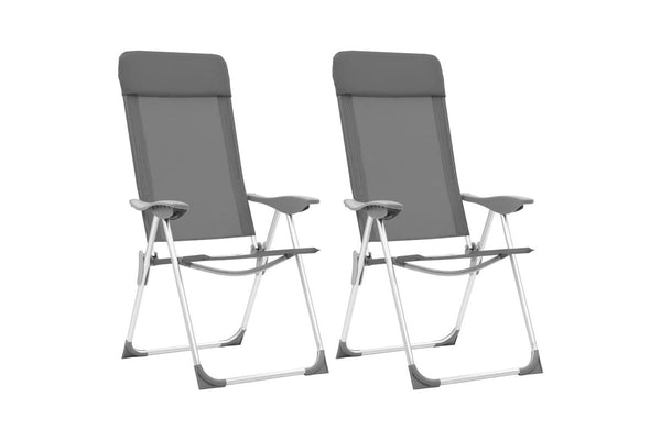 Folding Camping Chairs 2 pcs Grey Aluminium vidaXL