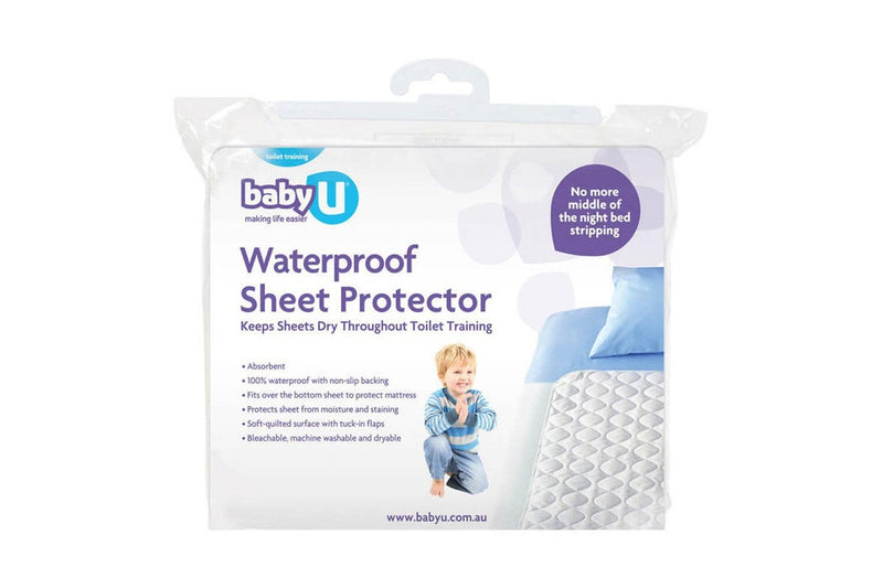 Baby U Waterproof Sheet Protector Nursery Bedding Cover Cotton for Single Bed WH