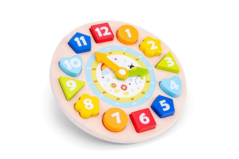 New Classic 22cm Toys Puzzle Clock Kids Learning Educational Wooden Toy 2y+