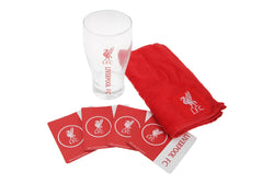 Liverpool FC Official Wordmark Mini Football Bar Set (Pint Glass, Towel & Beer Mats) (Red/White) (One Size)