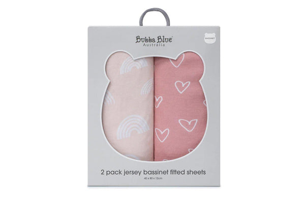 2PK Bubba Blue 40x80cm Nordic Bassinet Jersey Fitted Sheet Baby 0-12m Berry Rose