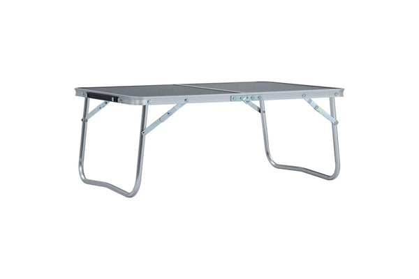 Folding Camping Table Grey Aluminium 60x40 cm vidaXL