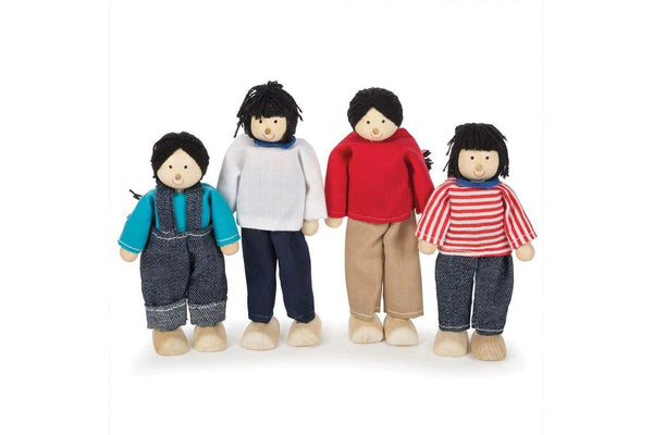 4pc Tidlo Doll Family 1 Figure 12cm Wooden Toy Set Kids Fun Pretend Play 3+