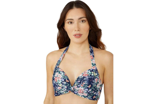 Debenhams Womens/Ladies Floral Non-Wired Bikini Top (Navy) (20 UK)