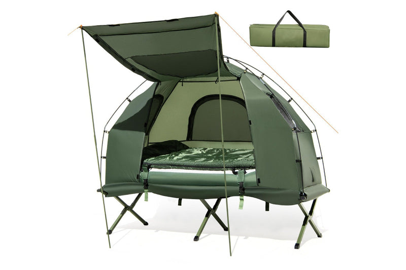 Costway 5-in-1 Camping Tent Stretcher Single Portable Pop-up Tent Cot w/Air Mattress Sleeping Bag 194cm