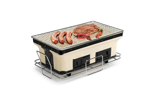 Healthy Choice 40.5cm Clay Firebox Hibachi Tabletop Dual Charcoal Grill Mini BBQ