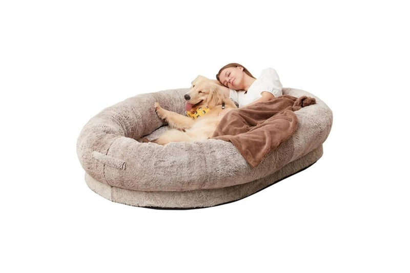 PETSWOL Washable Human Dog Bed - 170x100x25cm - Khaki