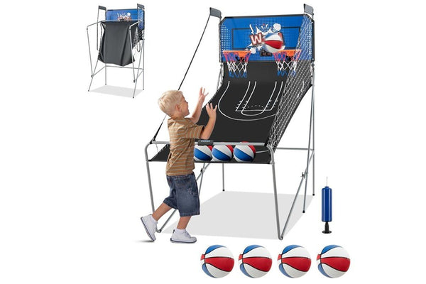 Costway Foldable Basketball Arcade Game Double Shooting Machine 4 Players w/8 Playing Modes&4 Balls