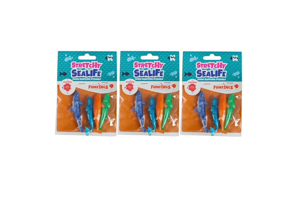 3x Fumfings Animal Mini Stretchy Sealife 15cm Animal Figures 3y+ Kids Children