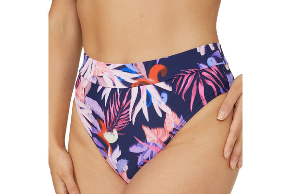 Gorgeous Womens/Ladies Arianna Palm Print Mid Rise Bikini Bottoms (Navy) (12 UK)