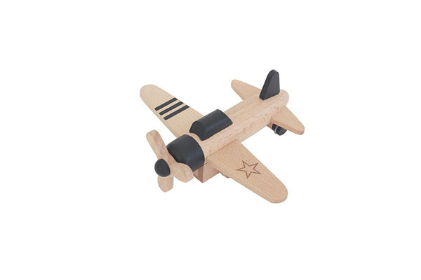 Kiko & gg Kikoki Friction Propeller Plane Kids Children Fun Wooden Toy Black 3+