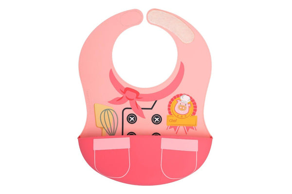 Marcus & Marcus Little Chef Wide Bib Food Catcher Baby Toddler 6m+ Pokey Pink