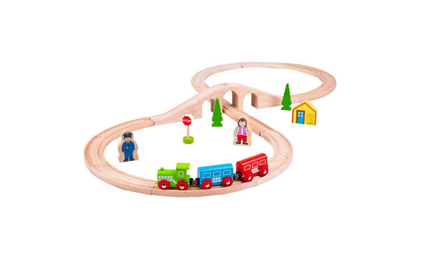 Bigjigs Rail Figure of Eight Train Set Kids Children Interactive Wooden Toy 3y+