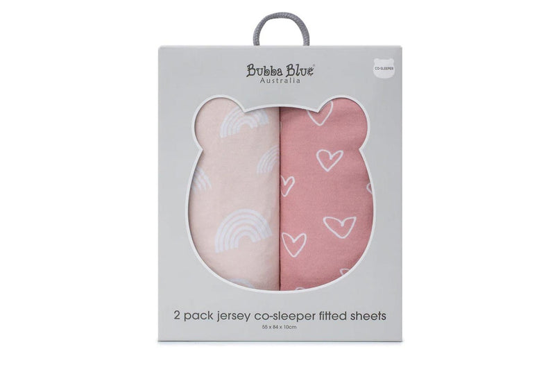 2PK Bubba Blue 55x84cm Nordic Jersey Co-Sleeper Fitted Sheet 0-12m Berry Rose