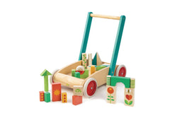 Tender Leaf Toys 41.5cm Wagon w Wooden Blocks Toy Set Play Kids Toddler 18m+