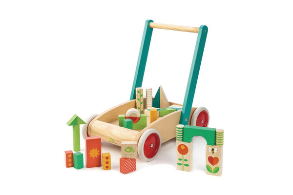 Tender Leaf Toys 41.5cm Wagon w Wooden Blocks Toy Set Play Kids Toddler 18m+