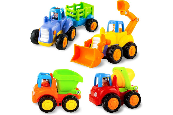 4-Piece Friction Car Toy Set for Toddlers - Construction Vehicles for Early Education