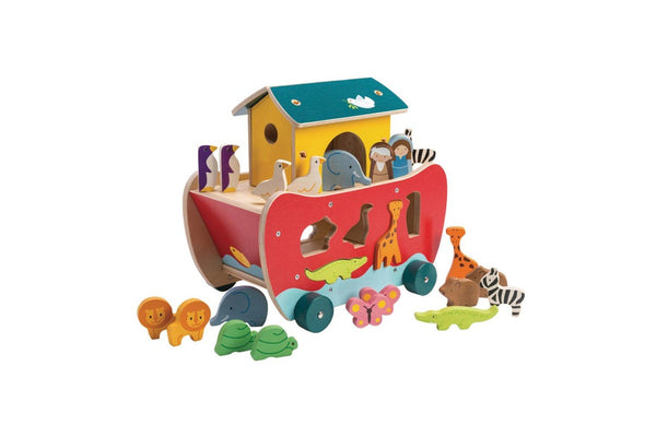 Tender Leaf Toys Noah's Shape Sorter Ark w 10 Animal Wooden Toy Set Kids 3y+