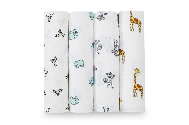 4PK Aden Anais Jungle Jam 112x112cm Classic Baby Swaddle Cotton Muslin Blanket