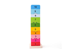 11pc Bigjigs Toys 27cm Wooden Number Tower Kids Children Educational Toy 3y+