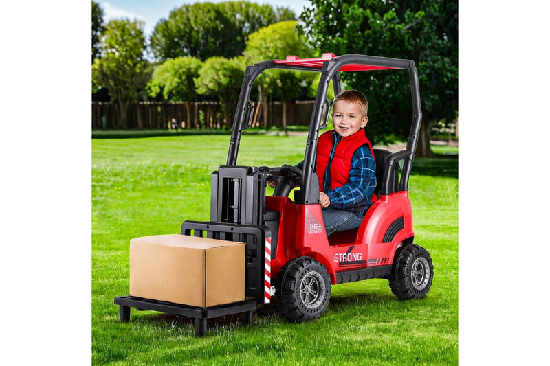 Rigo Kids Electric Ride On Car Forklift Loader Toys Cars Horn Remote 12V Red