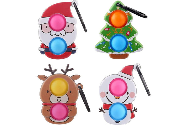 4pcs Pop Christmas Mini Bubbles Fidget Keychain Toys for Kids and Adults