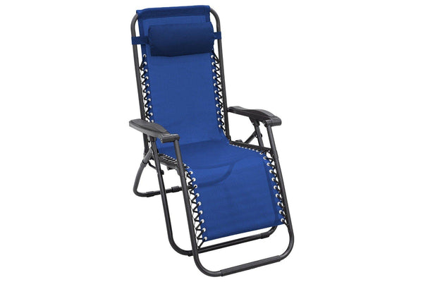 Wallaroo Gravity Reclining Deck Lounge Sun Beach Chair Outdoor Folding Camping Grey Camping Chairs