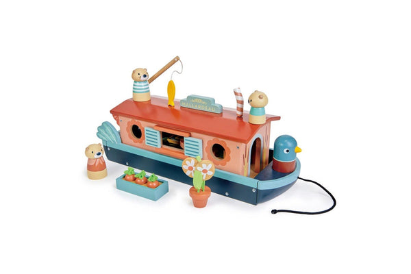 Tender Leaf Toys 38cm Little Otter Canal Boat Wooden Toy Set Kids Children 3y+