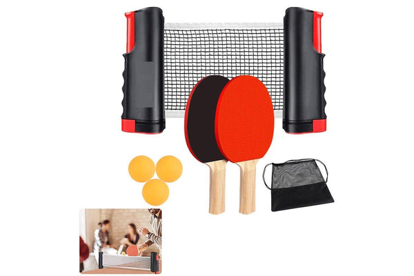 Portable Ping Pong Paddle Set Table Tennis Set with Retractable Net for Indoor Outdoor Games