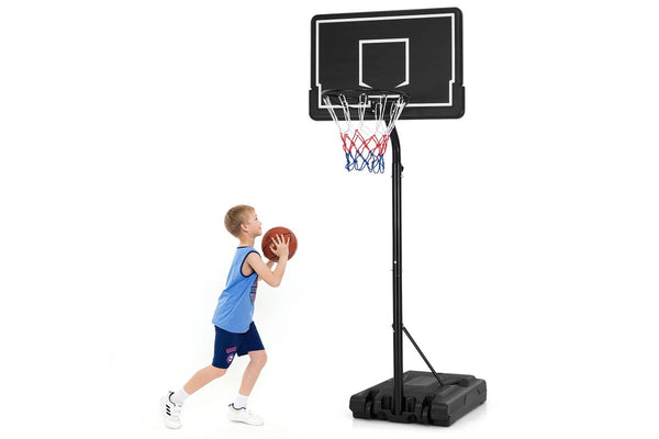 Costway 2.1m-2.6m Adjustable Height Basketball Hoop Outdoor Basketball Stand System Black