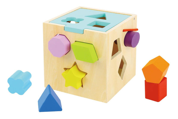 12pc Tooky Toy 12m+ Baby Shape Sorter Wooden Blocks Education Learning Toy 12m+