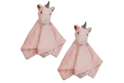 2x Urban Unicorn 31x31cm Comforter Baby Infant Cuddle Blanket w Plush Toy Pink