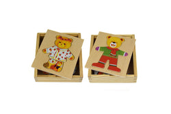 Kaper Kidz Dressing Bear Boy Bear Girl Wooden Blocks Children's Toy Combo 18m+