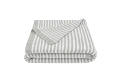 Living Textiles Baby 85cm Cotton Knitted Stripe Blanket Comforter Grey White