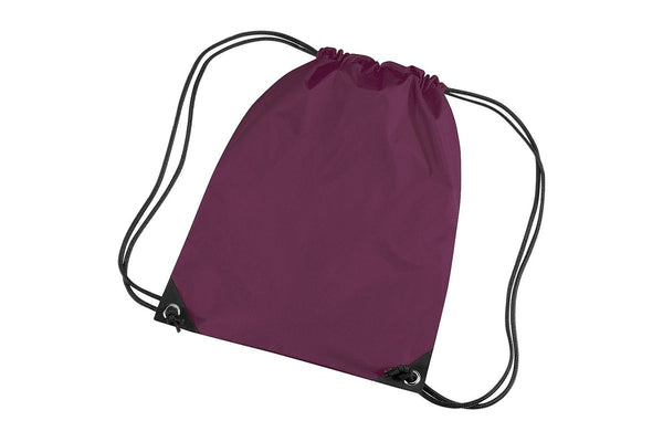 Bagbase Premium Gymsac Water Resistant Bag (11 Litres) (Pack Of 2) (Burgundy) (One Size)