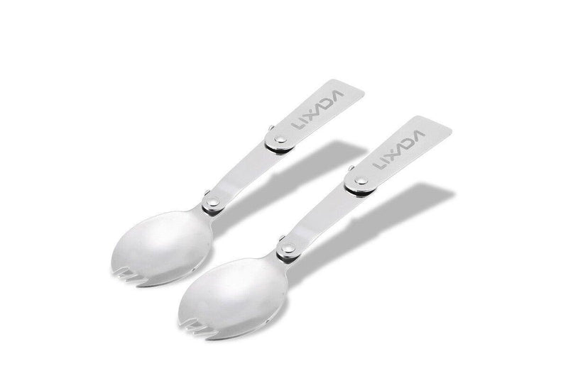 Lixada Pack Of 2 Outdoor Foldable Stainless Steel Spork Camping Picnic Tableware Camping Cooking Utensils