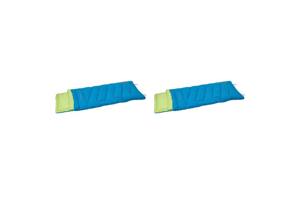 2x Quest Outdoors Kids Children Ridgeline 0 Deg Camping Soft Sleeping Bag Blue