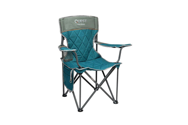 Quest Lite Easy 92cm Aluminium Camp Chair w Armrests Outdoor Camping Picnic Blue