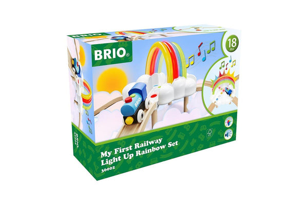 11pc Brio My First Rwy Light Up Rainbow Kids Childrens Wooden Play Toy Set 18M+