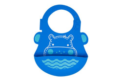 Marcus & Marcus Baby Bib Lucas Hippo Soft Silicone w Crumb Catcher 6m+ Blue