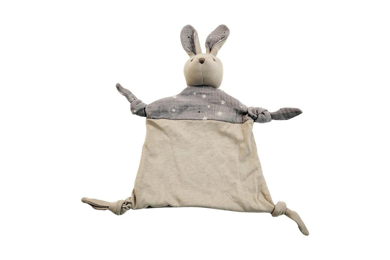 Urban Bubsy Bunny Baby Infant 23cm Cotton Comforter w Cuddle Plush Toy Grey