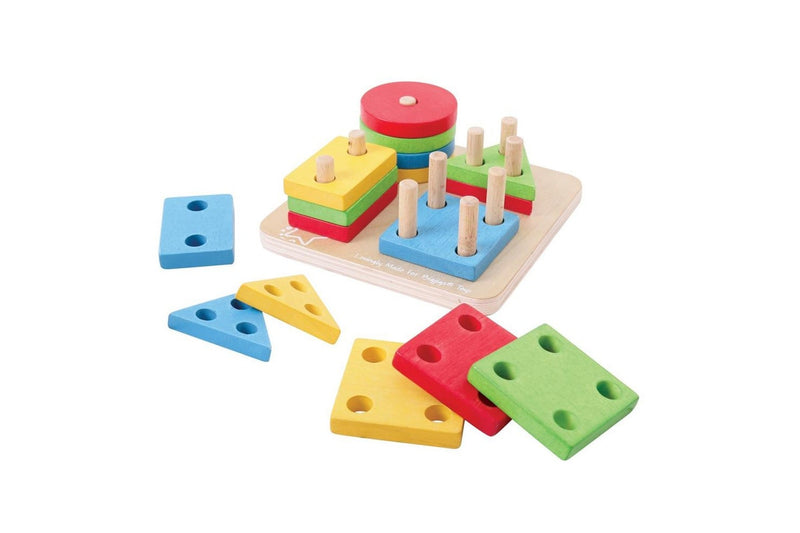 17pc Bigjigs Toys First Four Shape Sorter Wooden Toy Kids Fun Activity Play 12m+