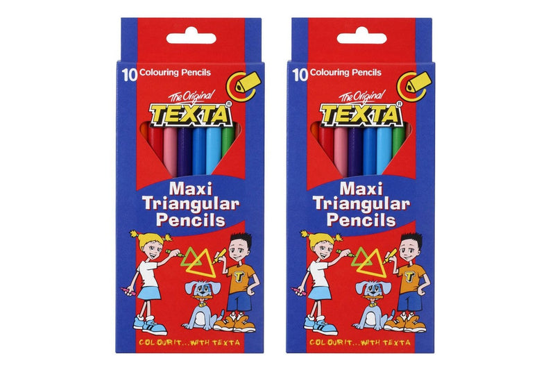 2x 10pc Texta Maxi Triangular Colouring Pencils Drawing Coloured Sketch f Kids